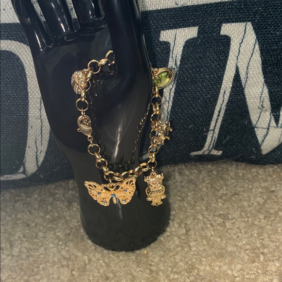 Monet Jewelry - Monet Gold Charm Bracelet with Butterfly and Owl